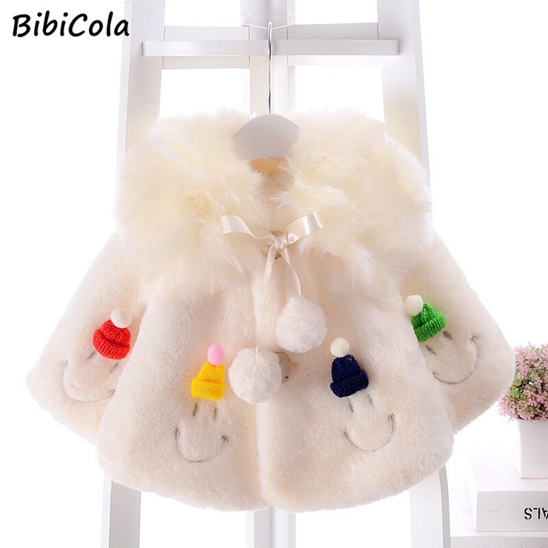 Inverno neonate moda soffice scialle imitazione pelliccia orecchie di coniglio ragazze cappotto di cotone spesso cappotto di abbigliamento per bambini in Cashmere caldo