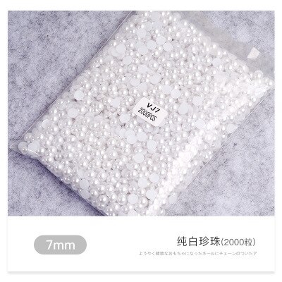 1 sac/10000 pièces Mix tailles blanc Nail Art conseils demi/rond perles 3D ongles perles strass décoration Salon de beauté manucure approvisionnement: 7