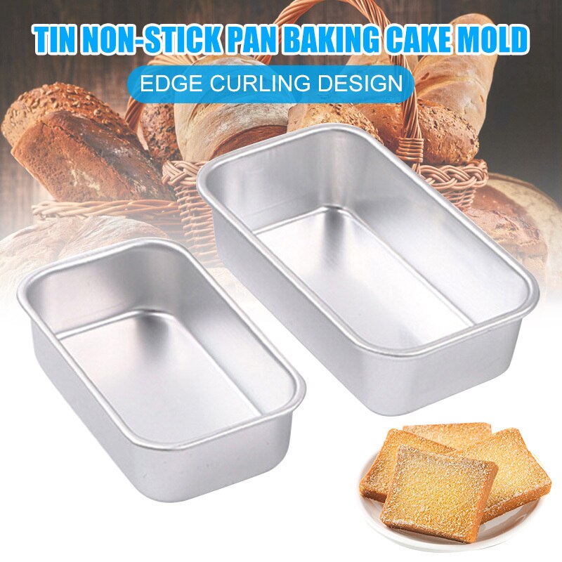 Bakvorm Aluminium Rechthoek Cake Tin Ovenschaal Bakkerij Case Mould Cake Decorating Gereedschap 2 Grootte Voor Kiezen Bakken pan