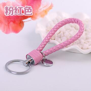 Double Loop Rhinestone Crystal Keychain Horseshoe Buckle Metal Car Key Pendant General Multicolor Hanging: Pink 2