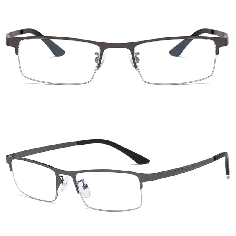 Smart Progressive photochromic Reading Glasses Anti-Blue Ray Men Multifocal Hyperopia Eyeglasses Half-Frame +1.0 To +4.0: +250 / gray