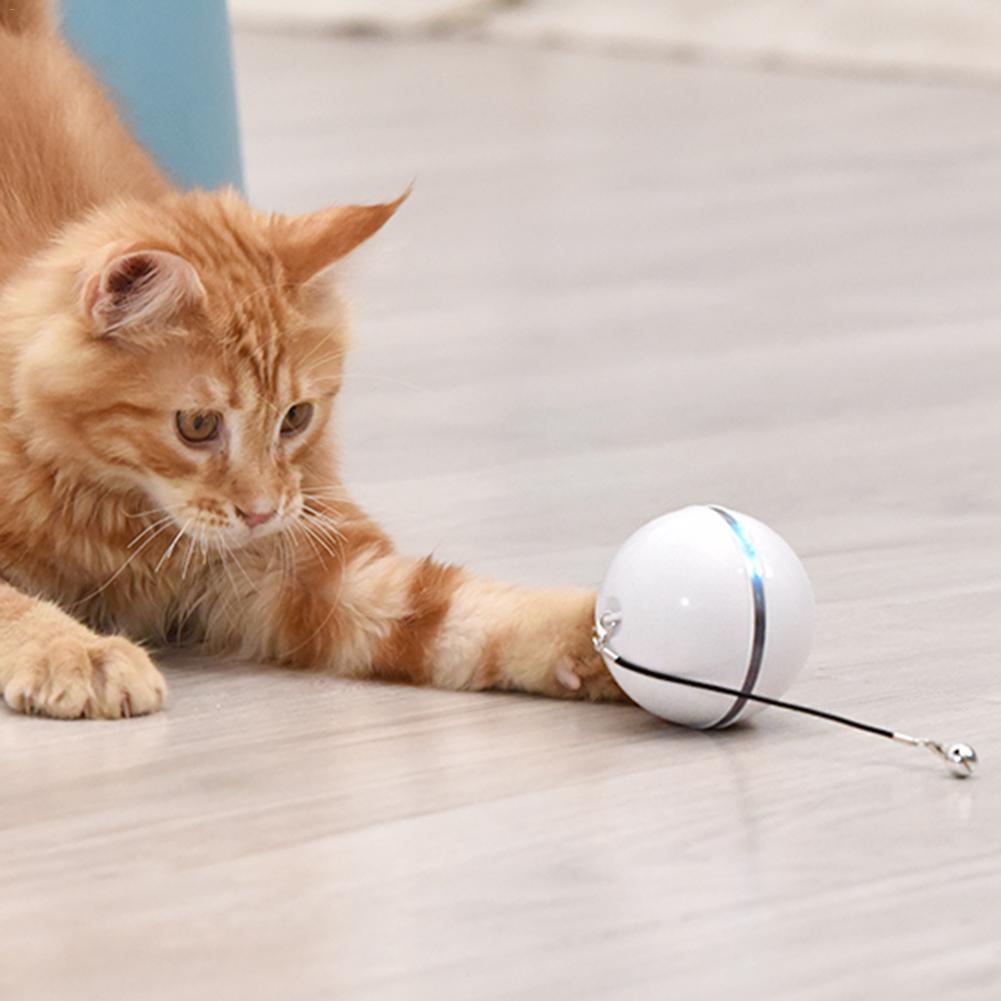 Balle rotative à LED pour chat, jouet intelligent et interactif, coloré, Rechargeable par USB, accessoire électronique pour chaton