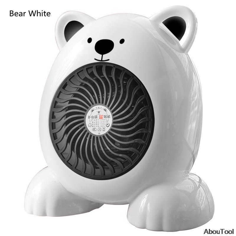 Chauffage électrique silencieux pour le bureau, Mini appareil de chauffage des pieds pour la maison et la chambre à coucher, accessoires chauds pour l&#39;hiver: Bear White / Default Plug
