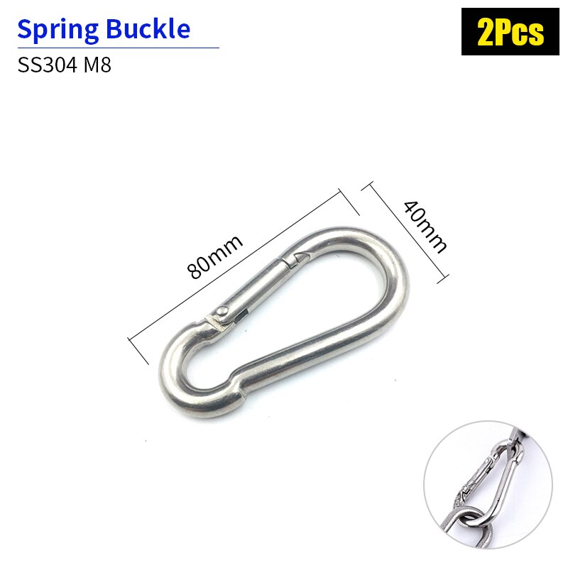 SS304 Rvs Zonnescherm Netten Installatie Accessoires Telescopische Golf Netto Setting Tool Draad Touw Buisklem Katrol Onderdelen: M8 Spring Buckle