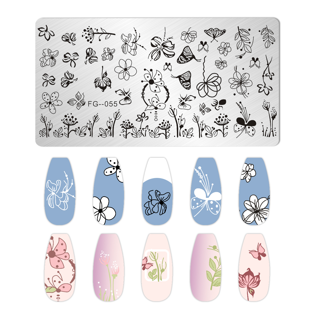 Blätter Blume Streifen Gänseblümchen Stempelplatten Lotus Rose Nagelstempel Vorlagen Aprikosen Blumendruck Schablonen Vorlagen: Lila