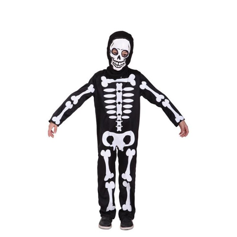 Huihonshe halloween karneval fest kostyme spill ytelse svart m klær barn & #39 s terror skjelett kostymer med cap