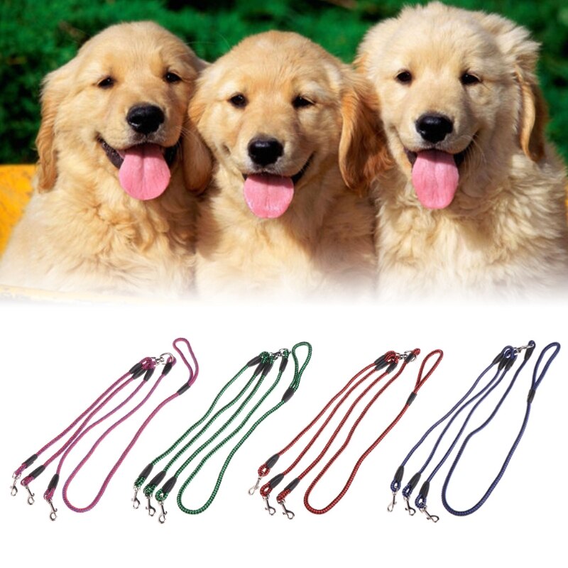 Triple Honden Leash Coupler Lood Met Nylon Zachte Handgreep Voor Wandelen 3 Honden Buiten