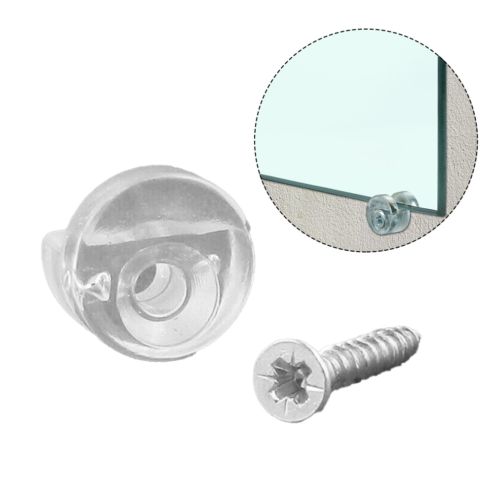 Abrazadera de vidrio para espejo de baño, Clips de montaje, Kit de fijación de espejo de pared, soporte de estante con tornillos de fijación, Hardware