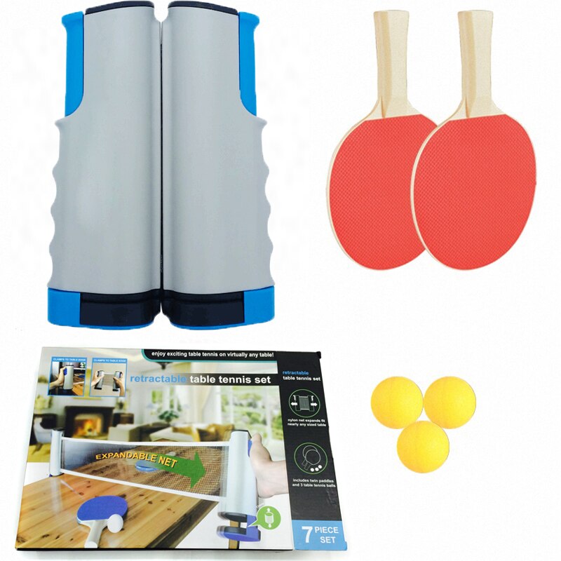 Ping Pong Set Ping Pong Bal 1.7M Tafel Netto Tafeltennis Racket Peddels Pingpong Training Accessoires Indoor Sport Oefening: Gray Set
