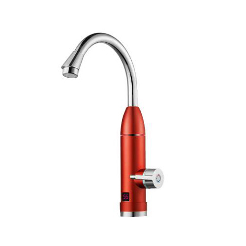 Electric kitchen instant heating faucet heater cold dual-use Tankless water quickly heating tap shower with LED display: Red