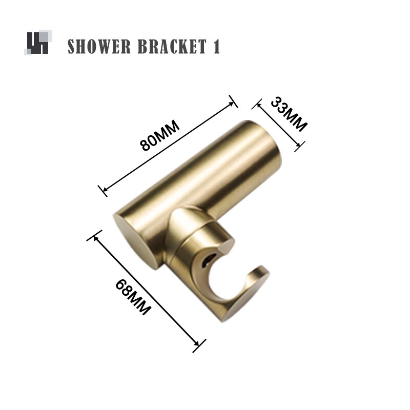 Brushed Gold Hand Shower Bathroom Handhold Water Saving Shower Head Round Square Wall Mount Holder Shower Hose Bath Hand Sprayer: Type A Bracket Only