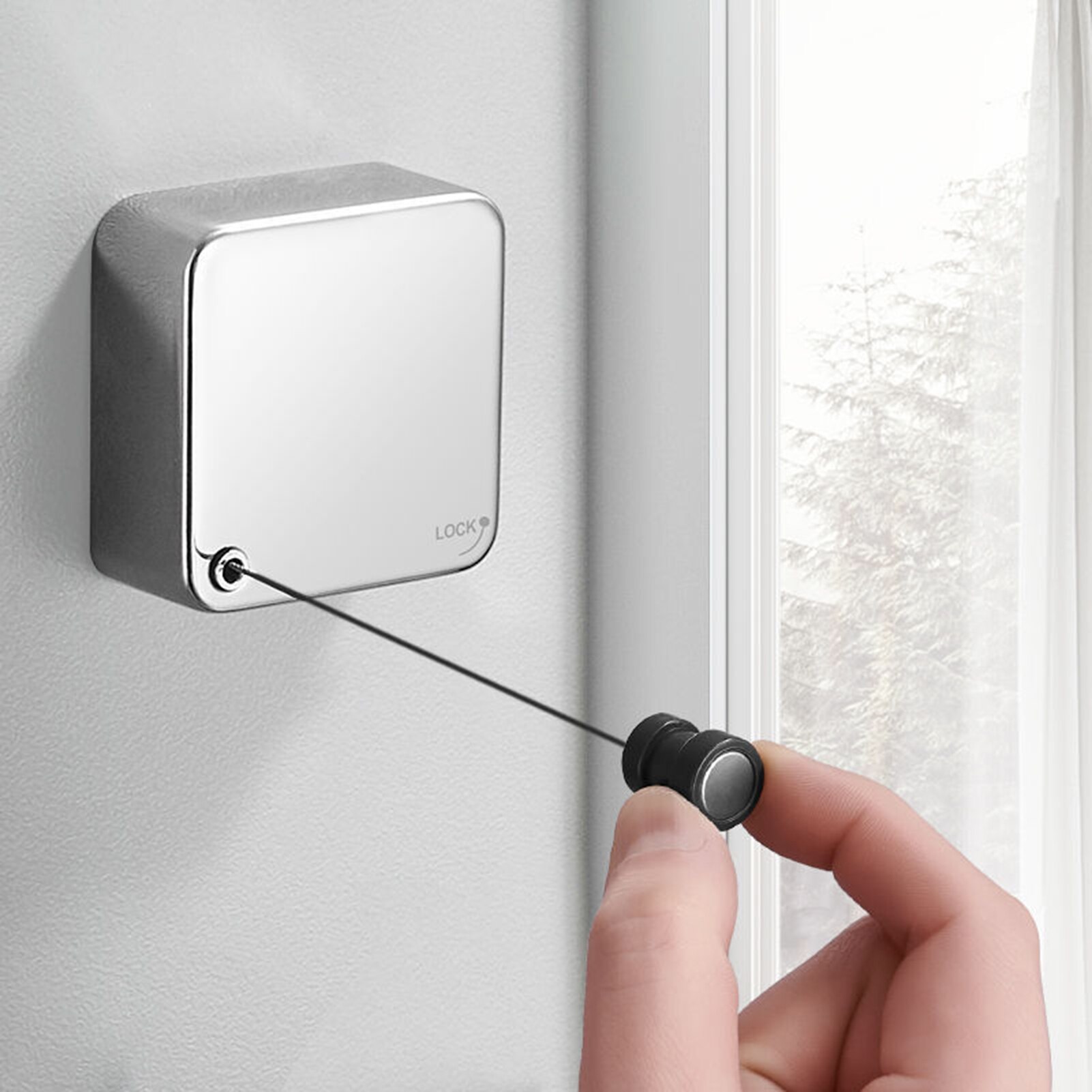 304 Stainless Steel Retractable Clothesline Indoor Balcony Dry Clothes Invisible Clothesline Freely Retractable