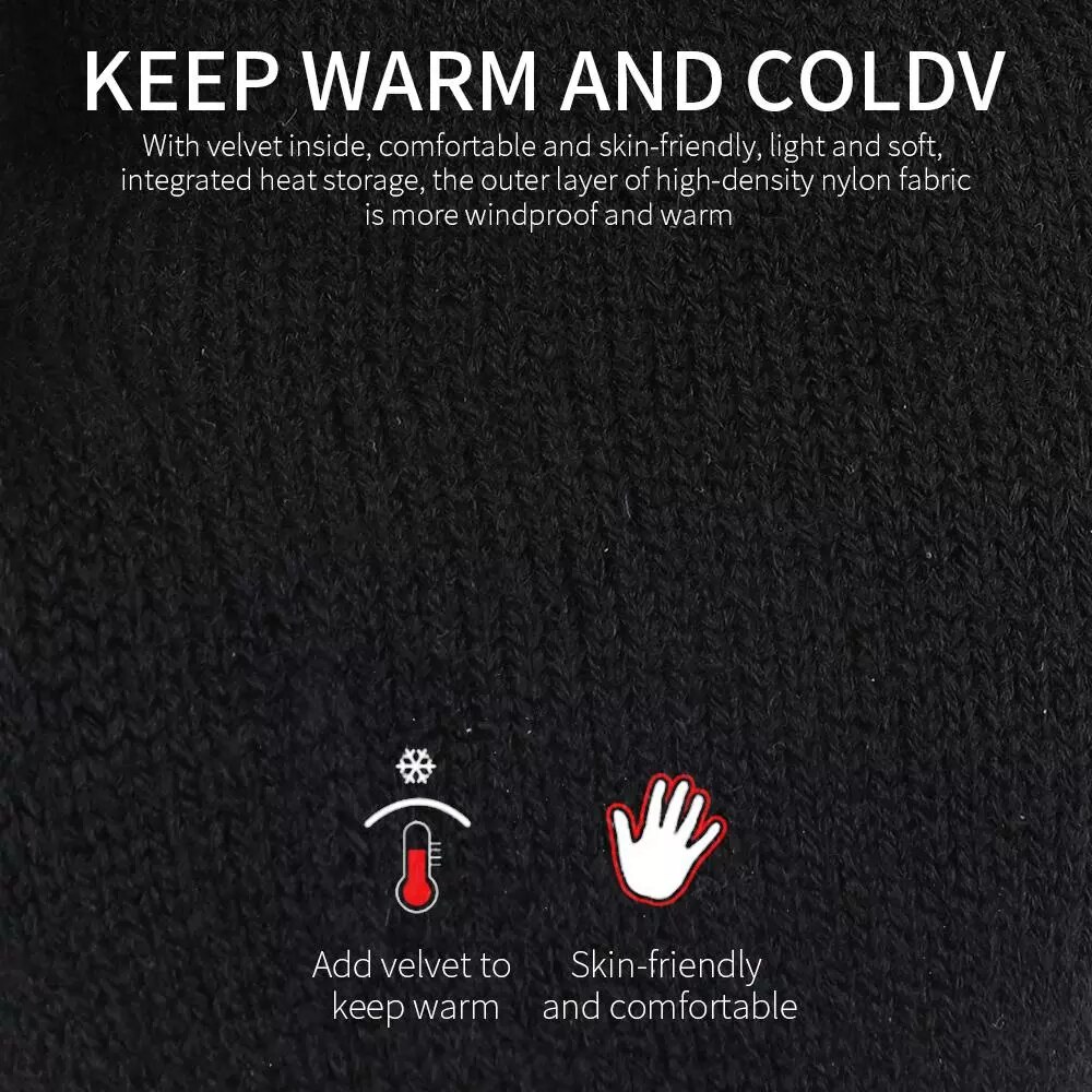 Gebreide verwarmde handschoenen op batterijen, duurzame outdoor winterhandschoenen, sportzwarte ademende motocross verwarmde handschoenen