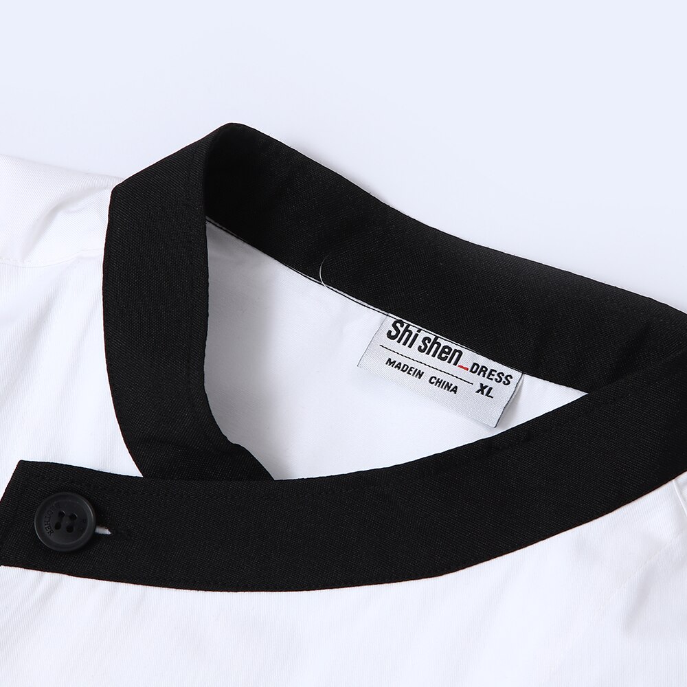 Sort krave åndbar kortærmet kokkeuniform unisex kokkejakke kafferestaurant tjeneruniform