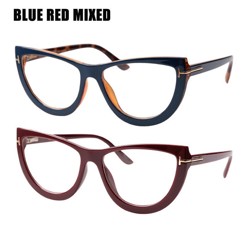 SOOLALA Oversized Cat Eye Eyeglasses Frame Womens Spring Hinge Clear Lens Female Myopia Optical Computer Transparent Glasses