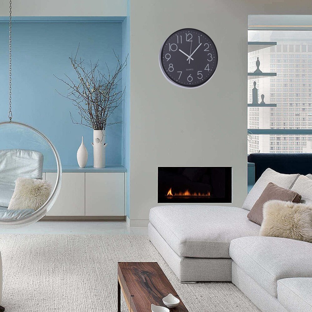 Wall Hanging Clock 3D Numbers Scale Wall Clock Mute Clock Living Room Clock without Battery (White)