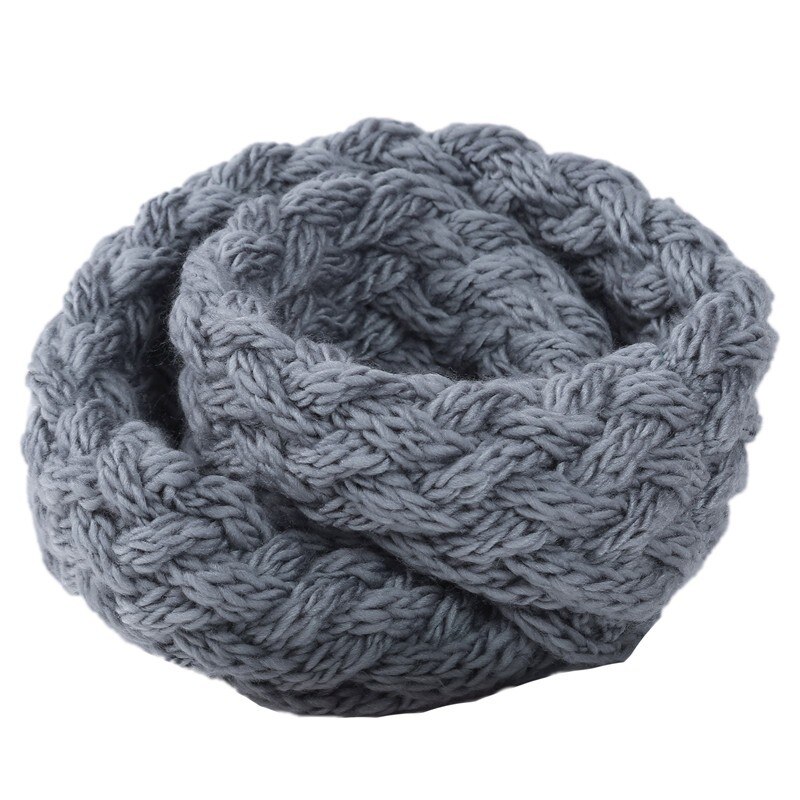 Winter Cable Ring Scarf Women Knitting Infinity Scarves Knitted Warm Neck Circle Scarf Bufandas Cuellos: Grey