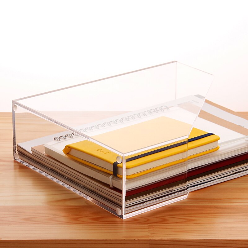 Acrylic transparent A4 single file holder desktop magazine organizer book container