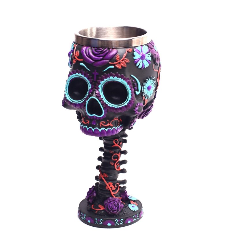 Goblet Drinking Cup Skull Head Resin Cups Medieval Skeleton Chalice Skull Cup Double Wall Drinking Goblet Resin Material