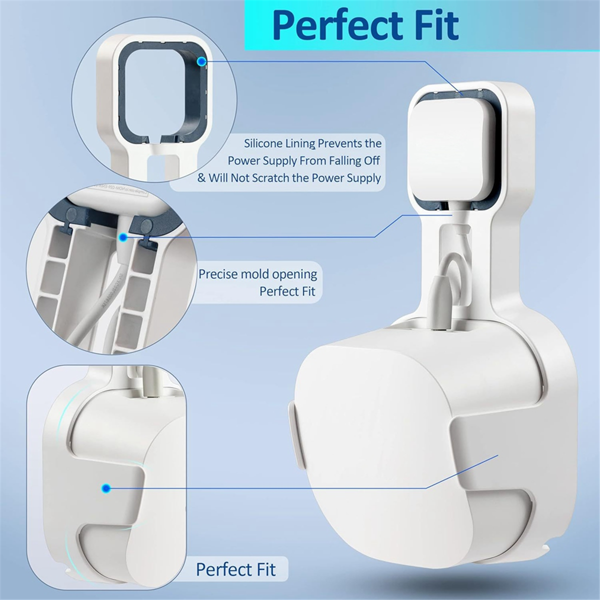Wall Mount Bracket for Eero 6+ Dual-Band Mesh Wi-Fi 6+ Router, Sturdy Socket Bracket, Space Saving, Wire Management