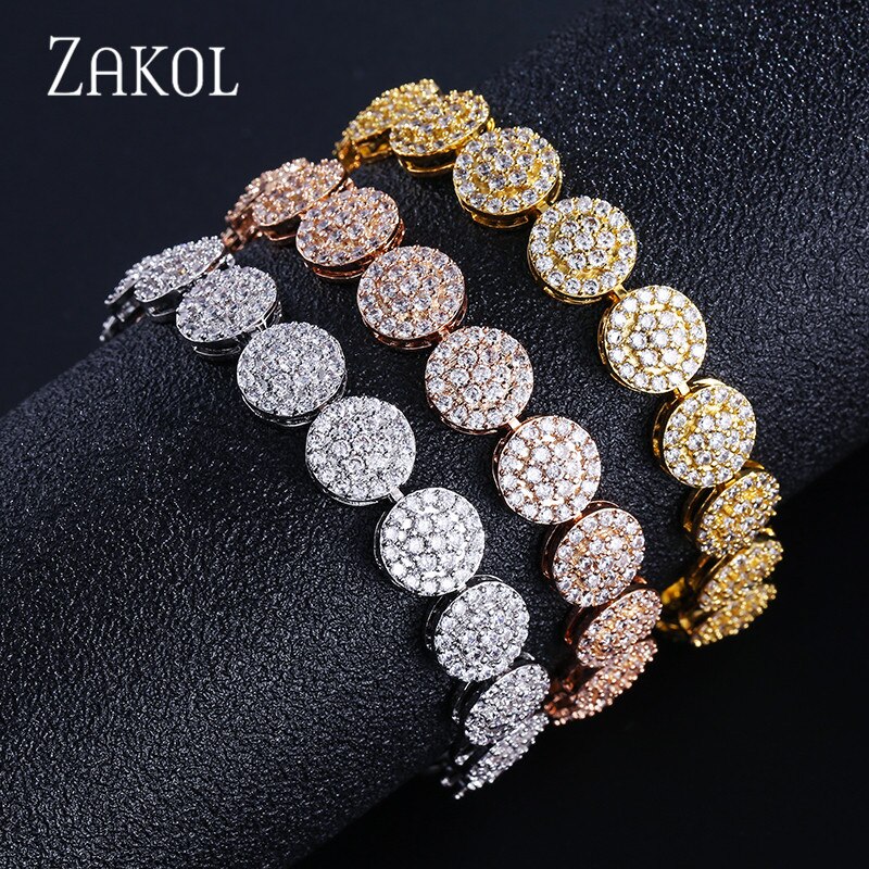 Zakol Charmant Bloem Armband Hand-Set Micro Mozaiek Craft Aaa + Cz Bezaaid Armband Bijouterie Voor Vrouwen En Meisjes FSBP2029