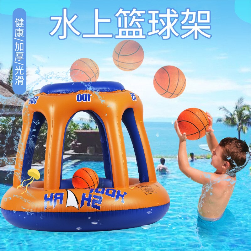 Pvc Materiaal Milieubescherming Kinderen Aquatische Speelgoed Opblaasbare Basketbal Stand Zwembad Water Basketbal Hoepel