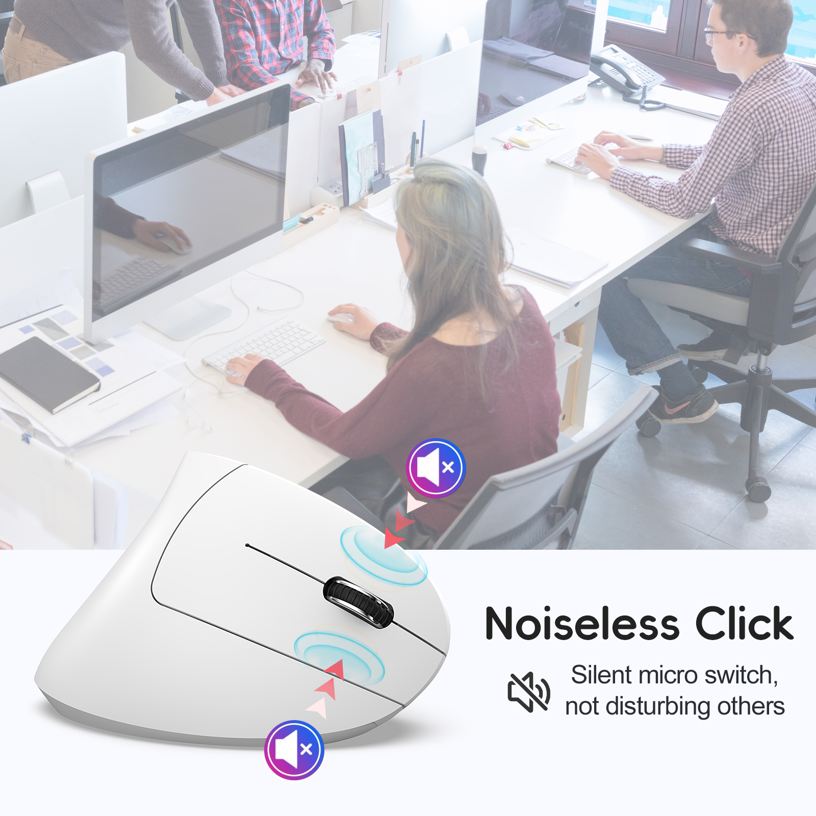 choice HXSJ ergonomic optical mouse ABS 2400DPI adjustable rechargeable 600mA vertical mouse for office and mac