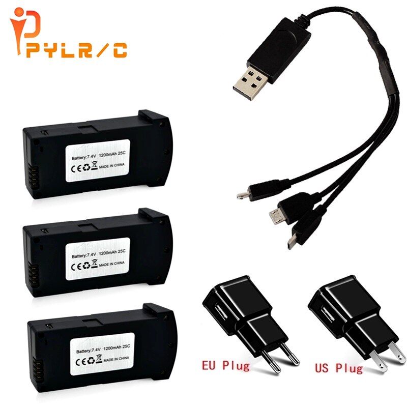Cargador de batería LiPo 3 en 1, 7,4 V, 1200 MAH, 25C, para E520, E520S, JD-22S, recambios de cuadrirrotor RC, 1200 mAh, 7,4 V