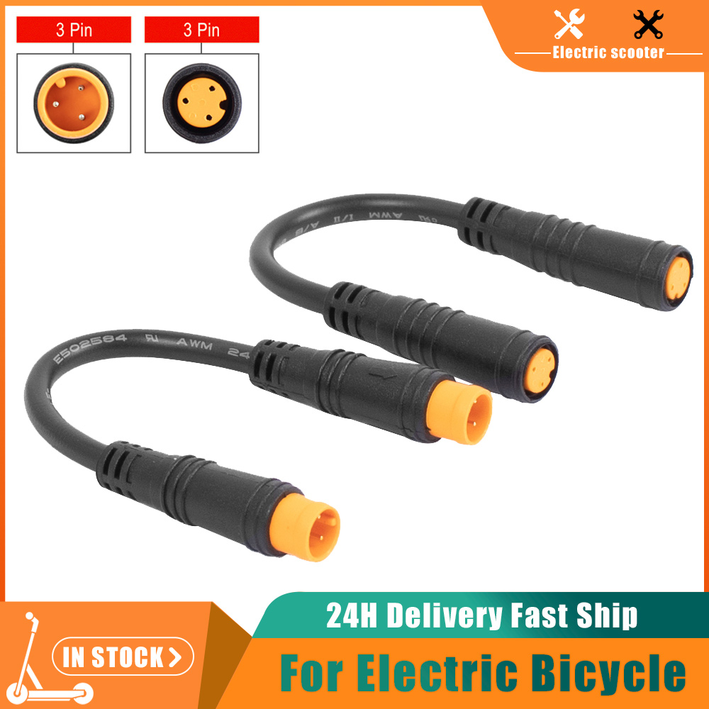 Cable de acelerador de pulgar con Sensor de 3 pines para bicicleta eléctrica, conectores impermeables para Motor, Cables hembra-hembra/macho-macho, 3 pines