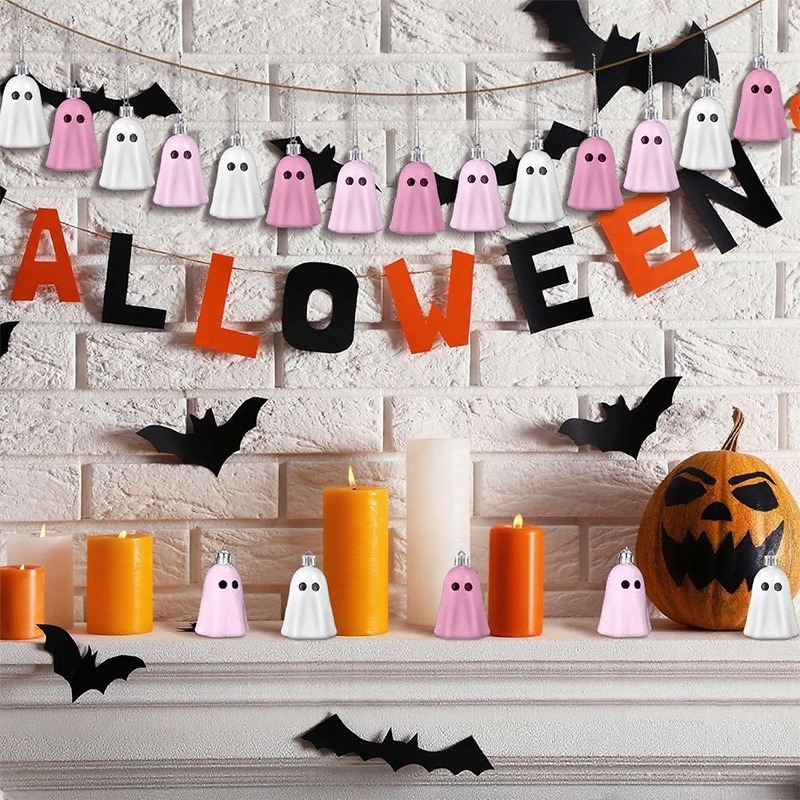 Różowy Duch Halloweenowy Wiszący ornament Ozdoba na Choinkę Świąteczna Wiszące Urocze Duszki Dekoracja na Imprezę Halloweenową