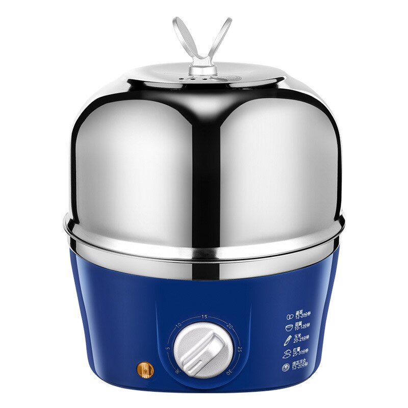 Egg Boiler Household Timing Egg Steamer Automatic Power Off Stainless Steel Mini Double Layer Bottle Disinfection Egg Boiling: Blue Single Layer
