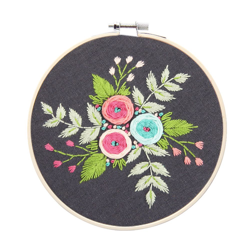 3 st blomma gräs gör det själv broderi blomma handarbete handarbete för nybörjare korsstygn kit band målning broderi båge: A