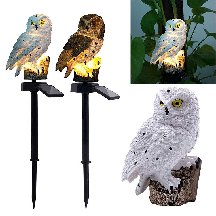 Led Solar Power Outdoor Tuin Waterdichte Uil Stake Lawn Licht Exterieur Night Lights Uil Vorm Zonne-energie Energia Lamp: 1 Brown and 1 White