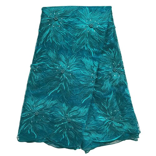 Tissu dentelle nigérian doré dentelle française | dentelle, tissu avec perles, en tissu dentelle strass, tissu africain perle, lot5yard/800: dark green