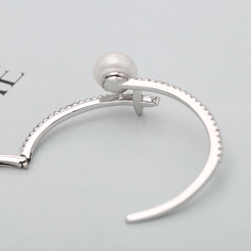 SWOUR Neue Schmuck Weiß Gold Farbe Zirkonia Perle Kreuz Stern Eröffnung Stulpe-armband Bijoux Für Frauen S516