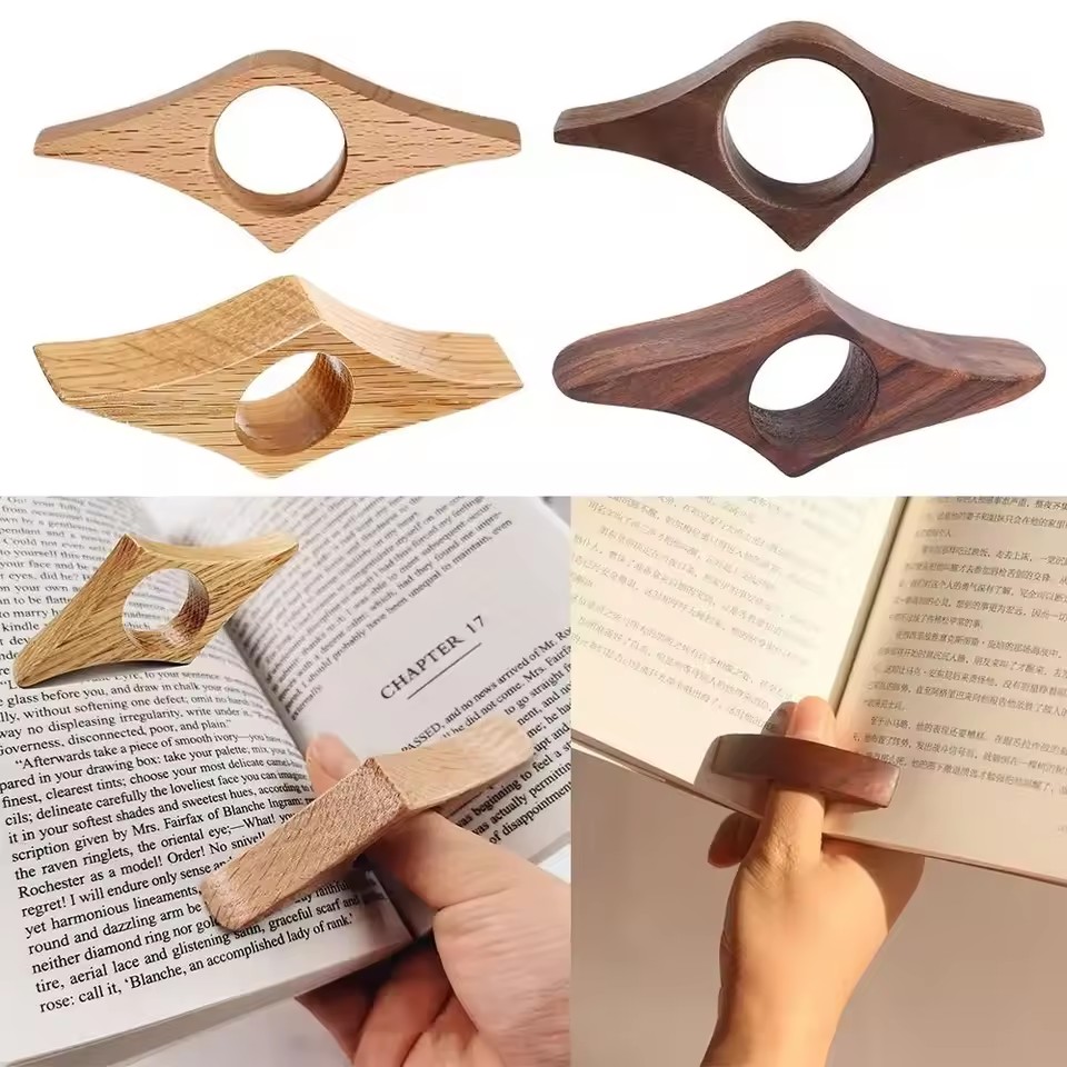 Wooden Thumb Bookmark for One-Hand Reading | Page Holder & Book Support | DIY Reading Aid Tool for Book Lovers