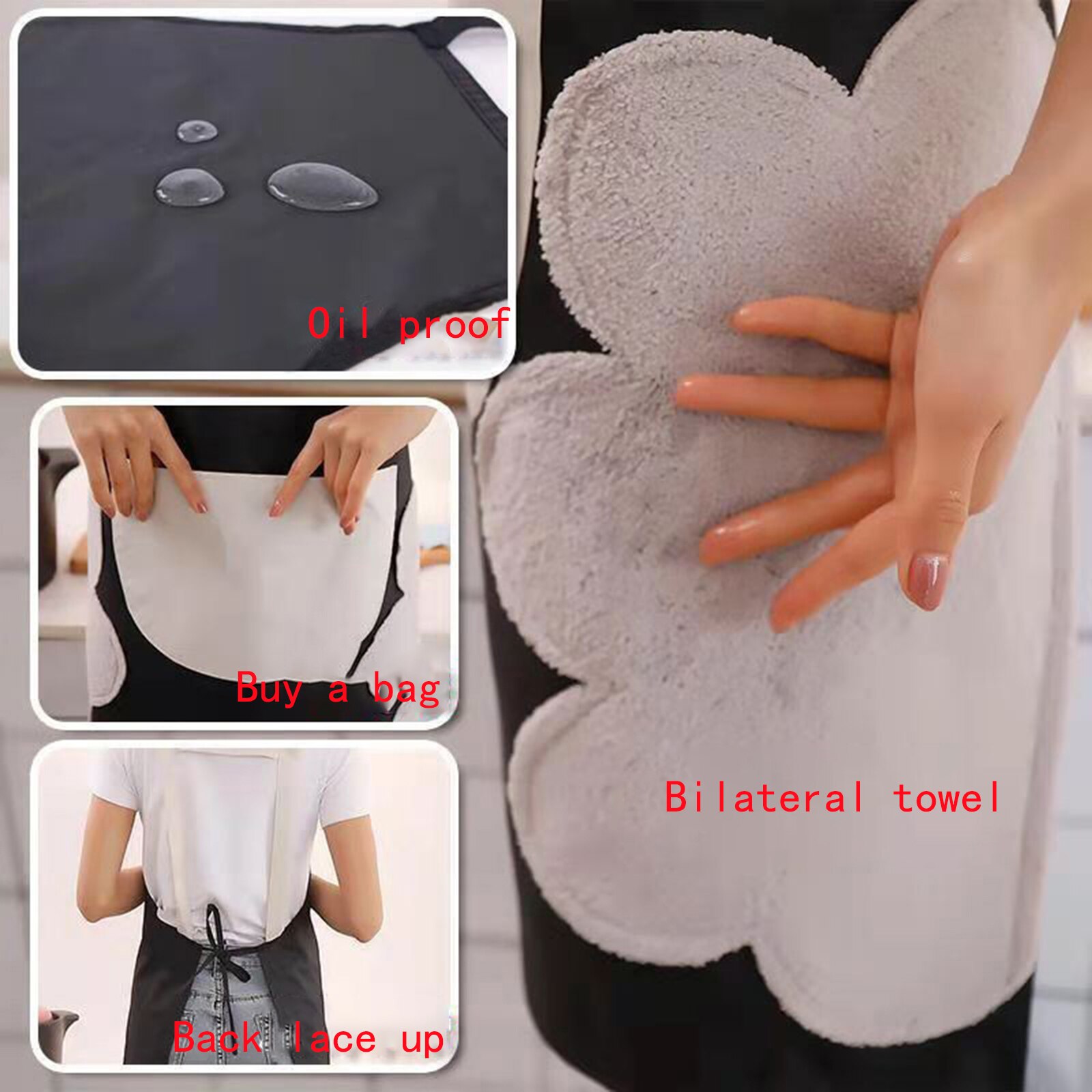 Waterproof Apron Kitchen Oil-Proof Protective Cooking Apron with Large Pocket for Men Women Black/Brown/Green