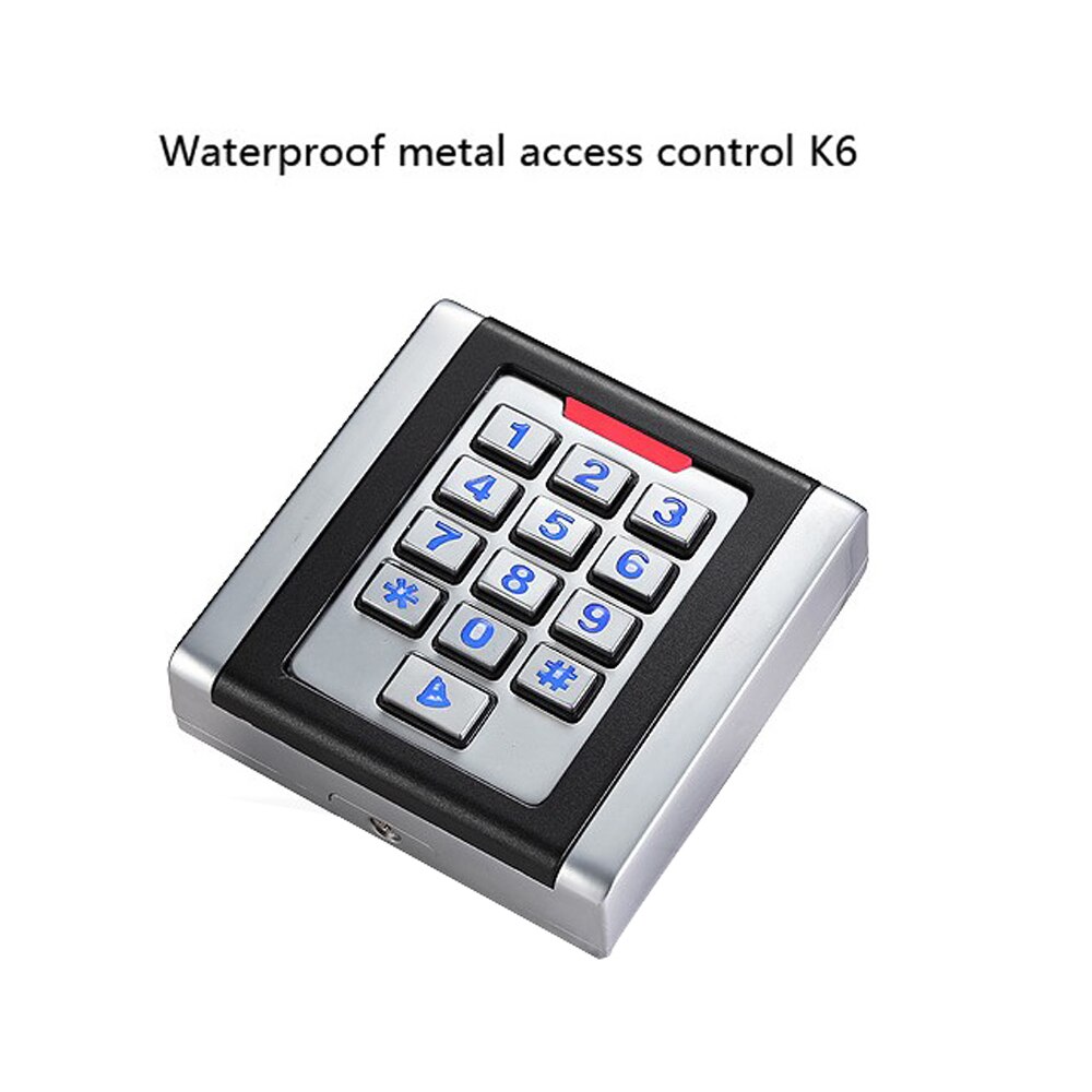 Waterproof metal access control outdoor key 2000 Users RFID Access Control System with Backlight Keypad Metal 125khz card reader: IP65 K6 125khz