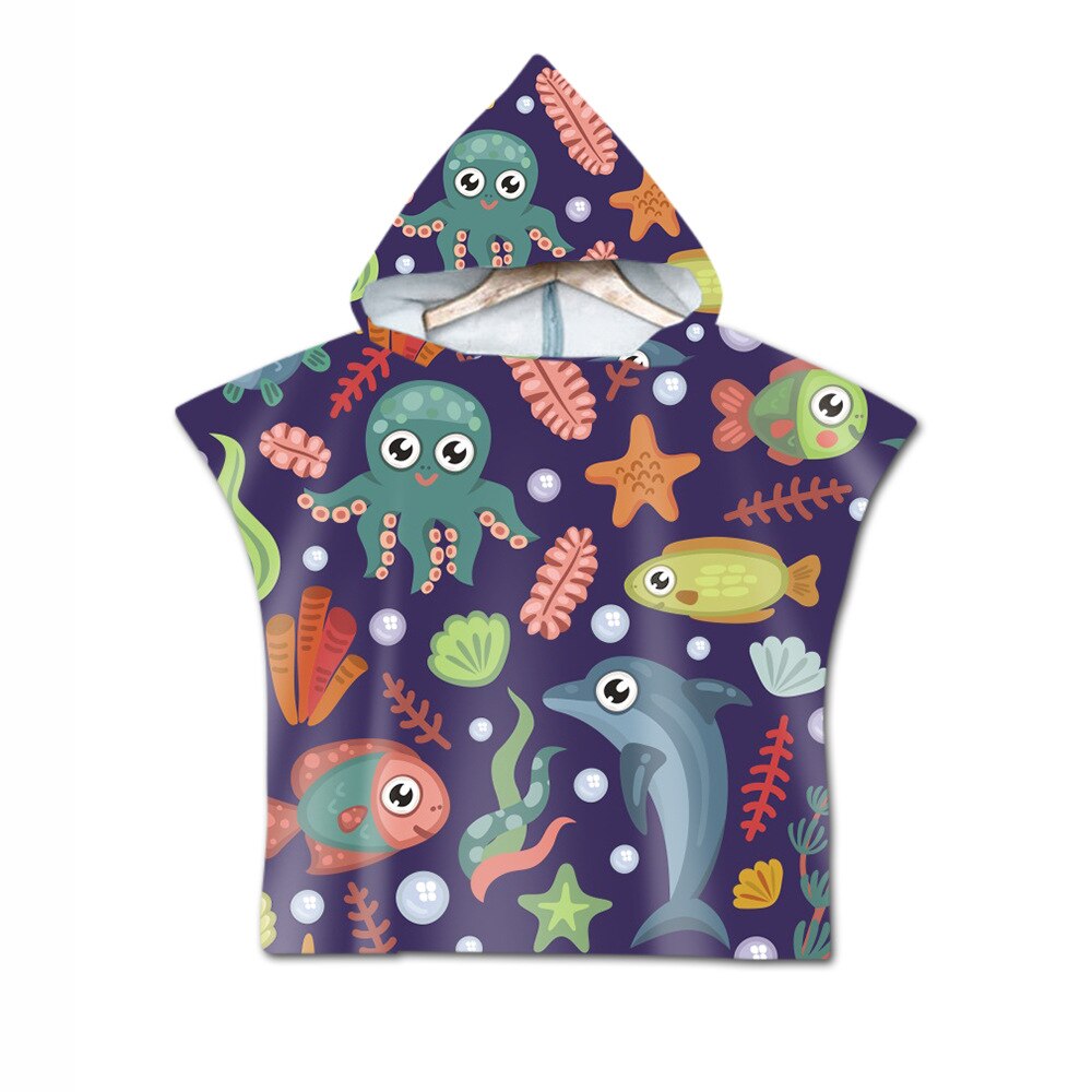 Microfiber Sea Animals Printed Changing Robe Ponch... – Vicedeal
