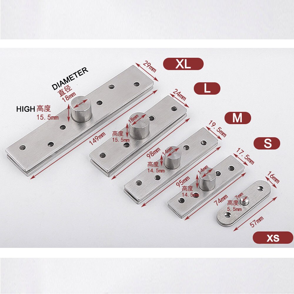 YUMORE 360 Degrees Rotating Door Pivot Rotary Stainless Steel Doors Hinges Central Axis Location Shaft Furniture Hidden Hinge