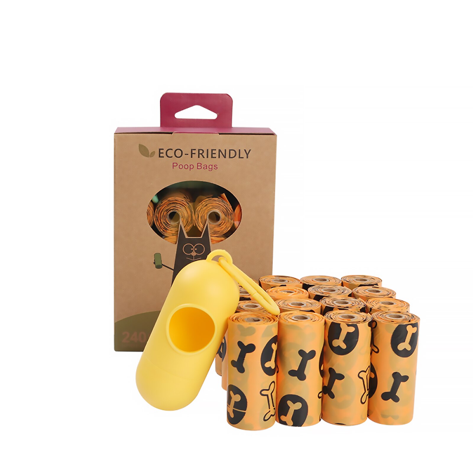 Biodegradable Dog Poop Bag Dispenser Travel Animal Waste Picking Bag Pets Environmental Waste Picking Bags Accessories: Orange