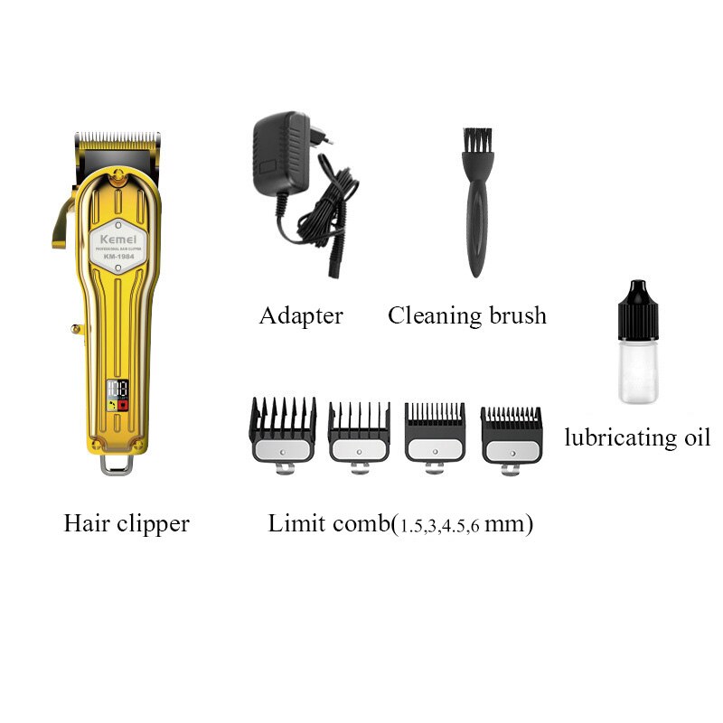 Kemei Verstelbare Carbon Stalen Mes Elektrische Tondeuse Alle Metalen Mannen Elektrische Draadloze Tondeuse Gold Kapsel Machine Kemei 1984 and kemei 1977