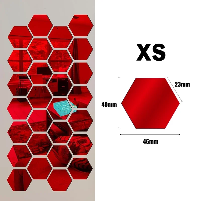 Pegatinas de pared de espejo acrílico hexagonales autoadhesivas, pegatinas de decoración de espejo autoadhesivas DIY, pegatinas de decoración de pared de habitación y dormitorio: XS / Morado