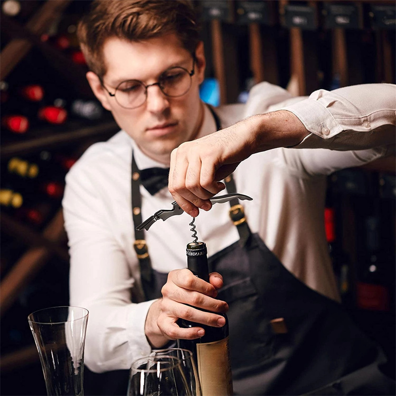 Weinöffner aus Edelstahl, Korkenzieher mit doppeltem Scharnier, professioneller Kellner- und Bierflaschenöffner für Restaurant-Kellner oder Barkeeper