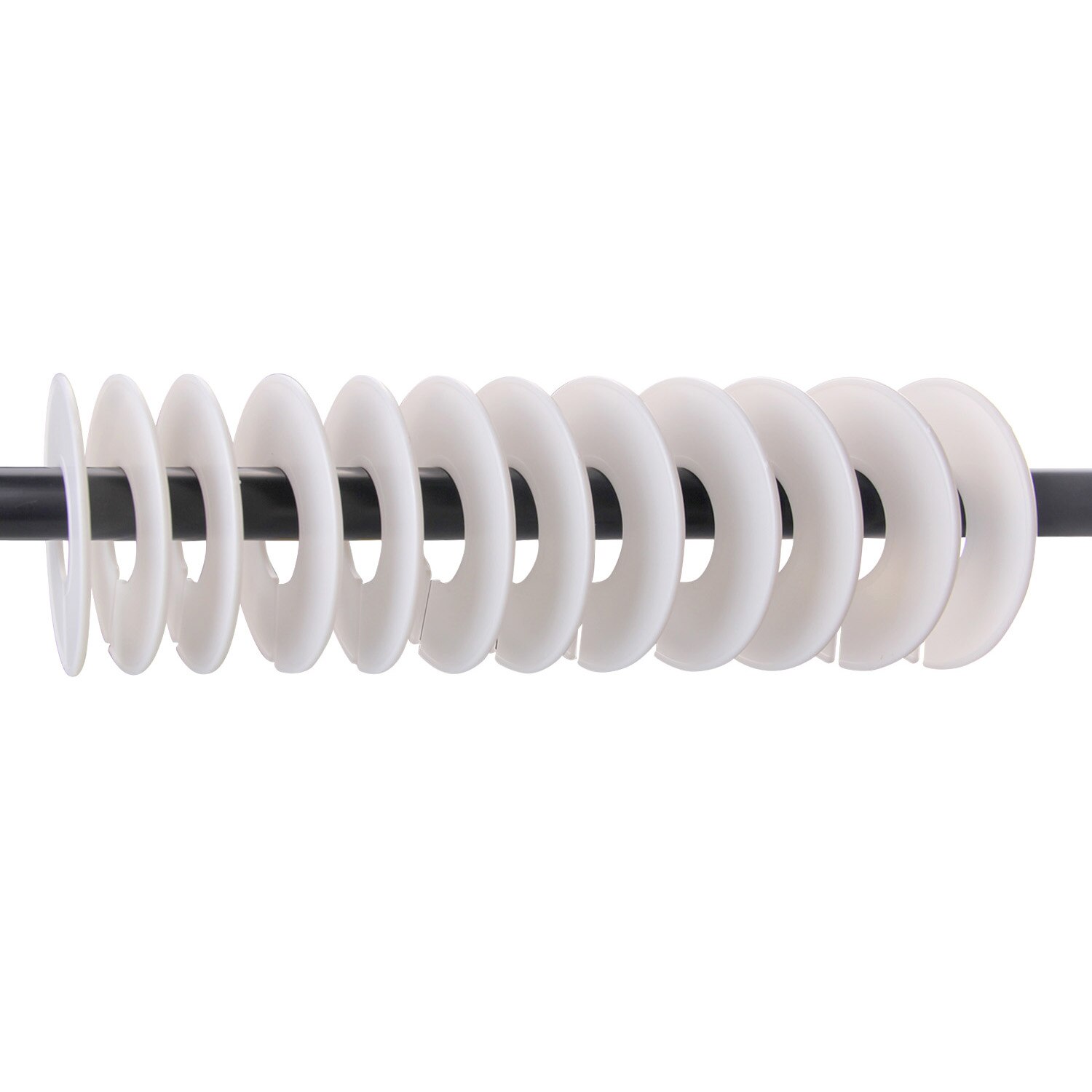 12 stk/sett hvite runde klesstativ henger størrelsesdeler hjemmebutikker diy klær størrelsesdeler runde kleshengere skapdelere