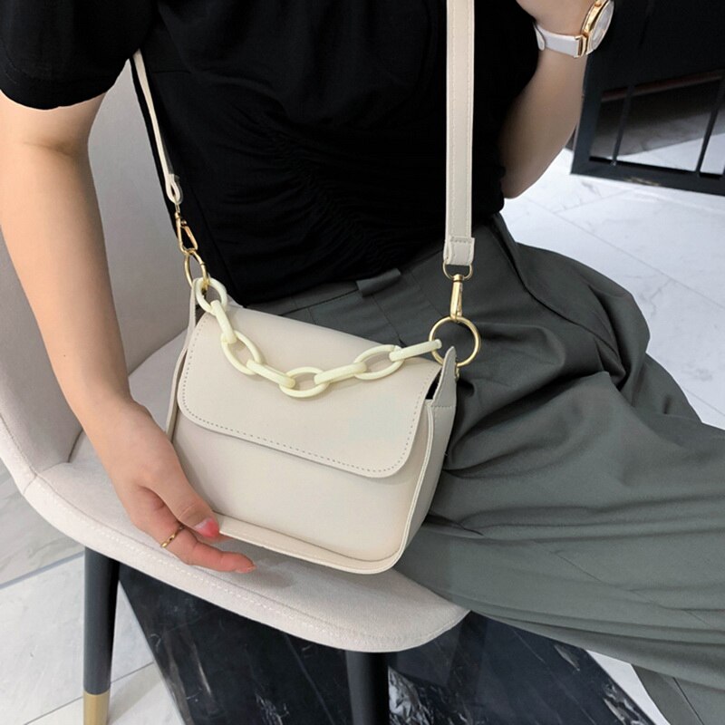 Vrouwen Handtassen Nieuwigheden Voor Vrouwen Solid Kleine Pu Lederen Crossbody Tassen Ketting Lady Reistassen Over De shoulde