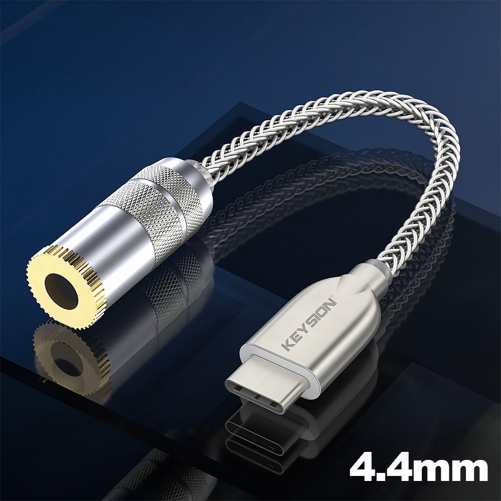 KEYSION DAC Earphone Lossless Music Decoder USB Type C to 3.5mm/2.5mm/4.4mm HD Hi-Fi Digital Audio Headphone Amplifier Adapter: USB Type C to 4.4mm
