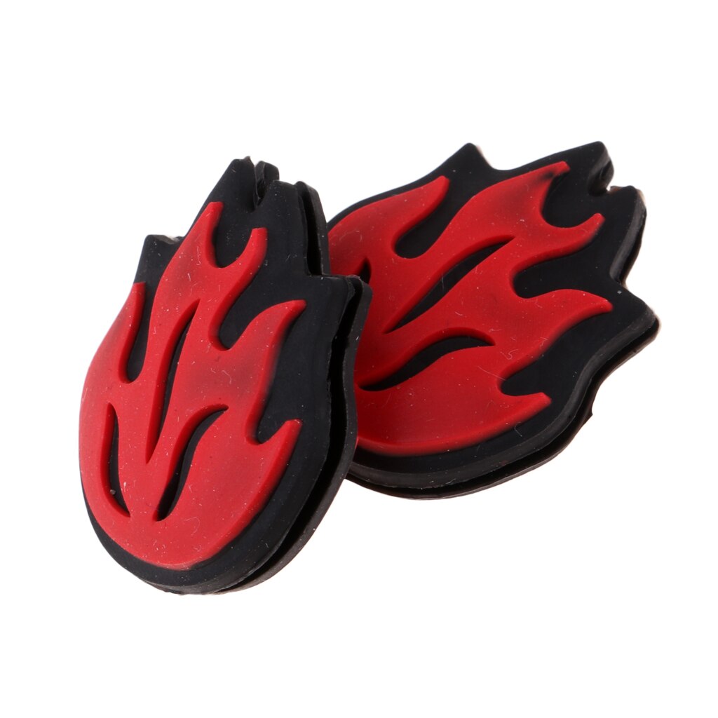 2Pcs Flame Pattern Tennis Racket Shock Absorbers Racquet Vibration Dampeners Shockproof Dampers Replacement Sports Accessories: Red 