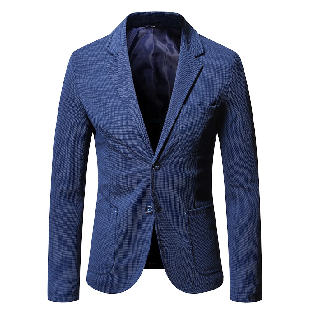 Lente Herfst Mannen Blazer Pak Mannelijke Business Casual Jassen Jas Modieuze Marine Blauwe Jurk Blazers Plus Size M-5XL: M