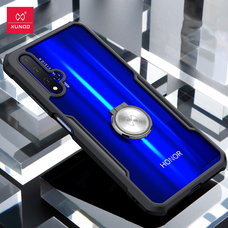 XUNDD Caso Antiurto Per Huawei Nova 5t di Caso Della Copertura Trasparente di Protezione Airbag Borsette Per Honor 20 20S 30 pro Plus 20Pro Caso: For Honor 20 / Black With Ring / Just Case